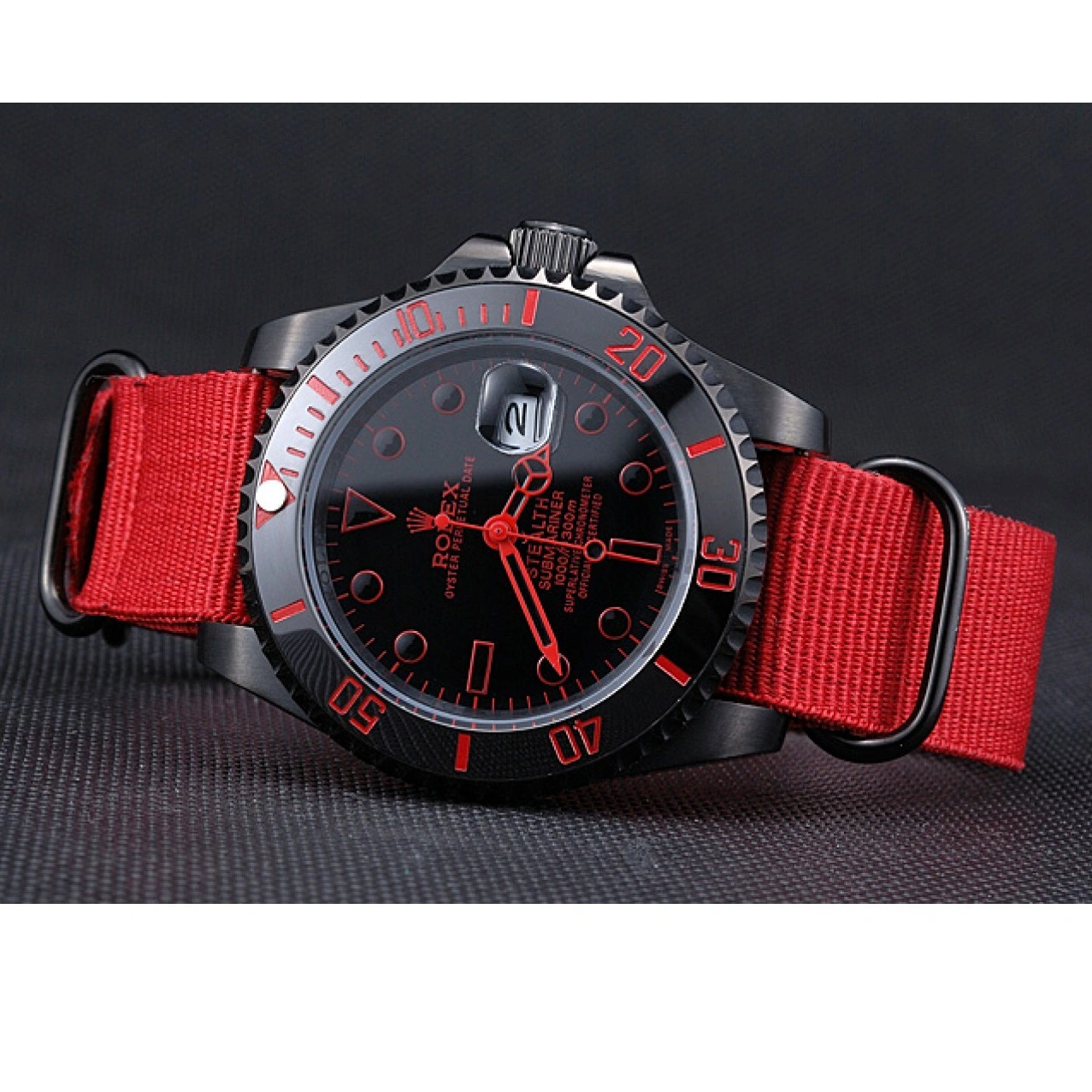 Aaa replica watch Red Submariner Strap Nylon Rolex Stealth 622010 1028